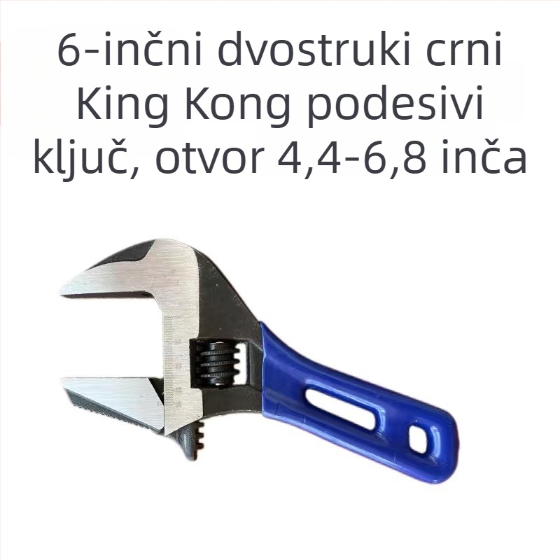 Lagani prilagodljivi vodovodni ključ od visokougljičnog čelika, s velikim otvorom i kratkom plastičnom ručkom