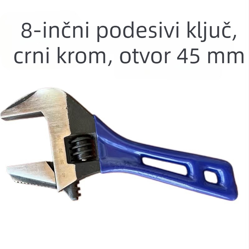 Lagani prilagodljivi vodovodni ključ od visokougljičnog čelika, s velikim otvorom i kratkom plastičnom ručkom