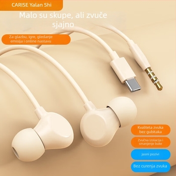 Q5 žičane ušne slušalice s mikrofonom, kompatibilne s OPPO Type-C okruglim priključkom, minimalistički dizajn
