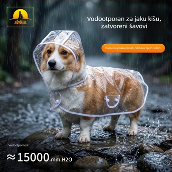 Prozirni kišni kaput za psa Teddy Bichon, vodootporan, za male i srednje pse.