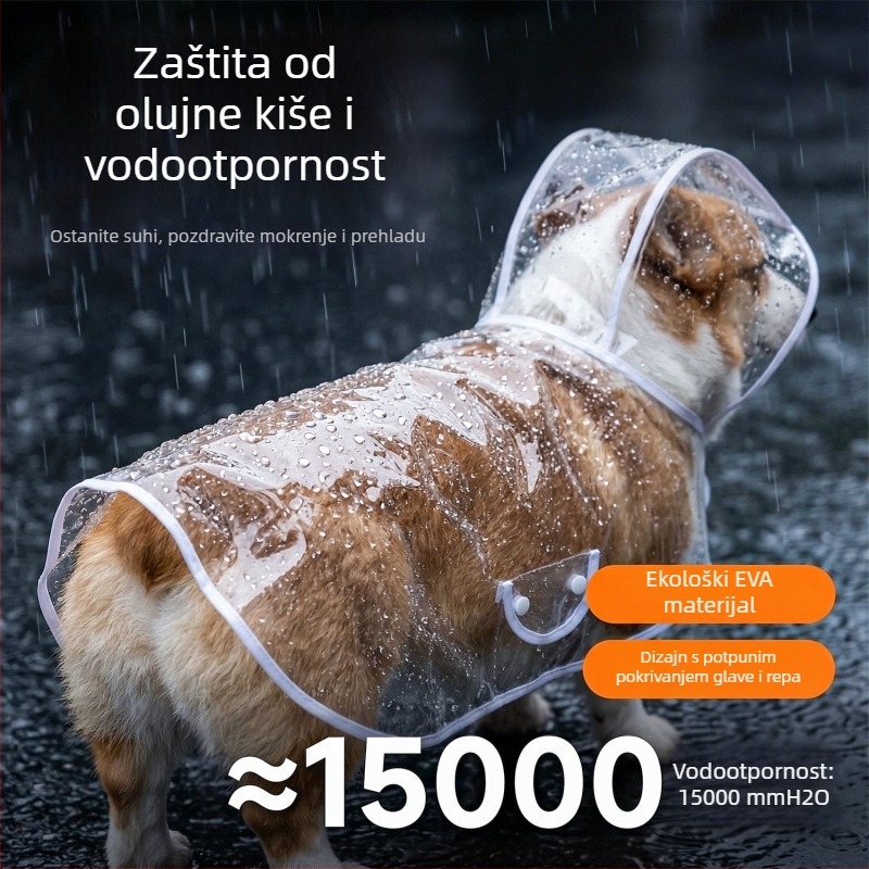 Prozirni kišni kaput za psa Teddy Bichon, vodootporan, za male i srednje pse.