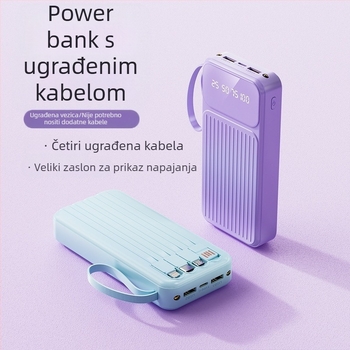 3C certificirana vanjska baterija s ugrađenim kabelom, 20000 mAh, brzo punjenje, prijenosni izvor energije