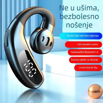 F80 Bežične Bluetooth slušalice s kukom za uho, zračna provodljivost, jedno uho, digitalni zaslon
