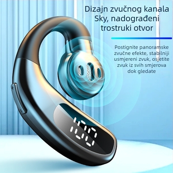 F80 Bežične Bluetooth slušalice s kukom za uho, zračna provodljivost, jedno uho, digitalni zaslon