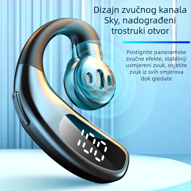 F80 Bežične Bluetooth slušalice s kukom za uho, zračna provodljivost, jedno uho, digitalni zaslon