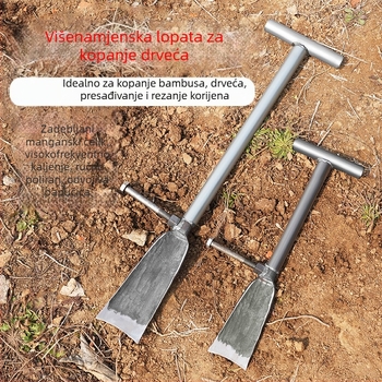 Lopata od manganskog čelika za kopanje stabala, kompaktna Luoyang lopata, profesionalni alat za kopanje korijena i tla u poljoprivredi.