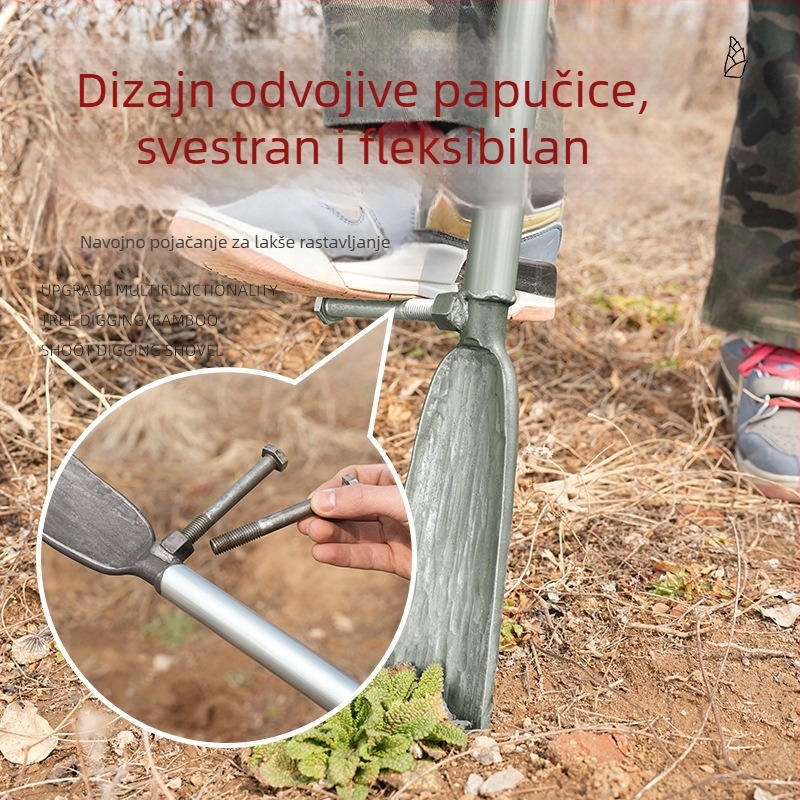 Lopata od manganskog čelika za kopanje stabala, kompaktna Luoyang lopata, profesionalni alat za kopanje korijena i tla u poljoprivredi.