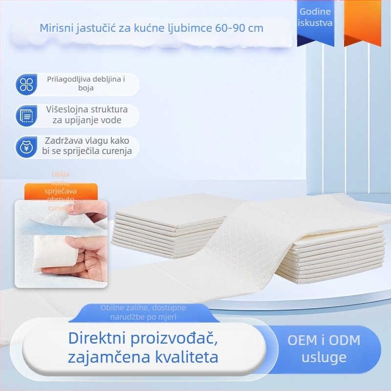 Podloga za mokrenje kućnih ljubimaca 60×90 cm, aromatizirana, deblja, upijajuća jednokratna podloga za pse