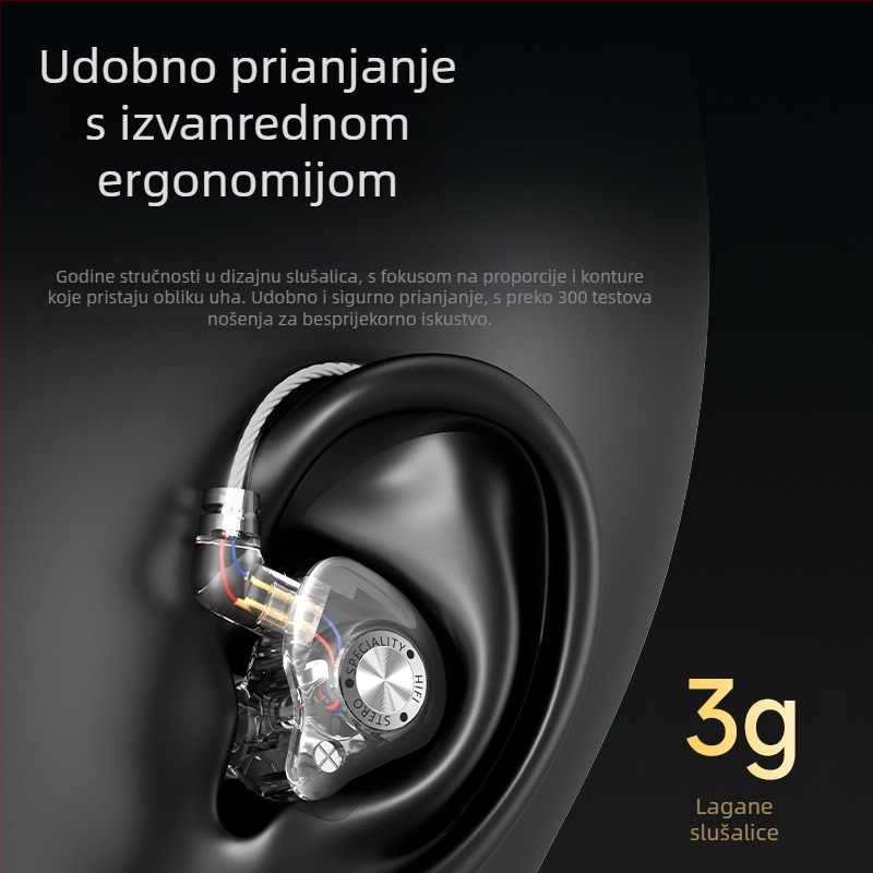 In-ear slušalice s jakim basom, odvojivi kabel 3,5 mm, žični gaming headset Type-C