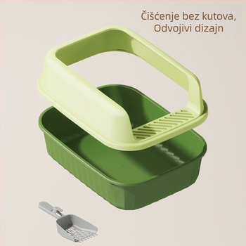 Ekstra velika kutija za mačji pesak s protiv prskanja, poluzatvoren otvoreni dizajn, pogodna za mačiće i odrasle mačke