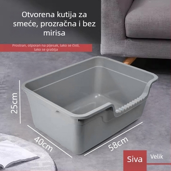 Ogromna otvorena kutija za mačke s zaštitom od prskanja