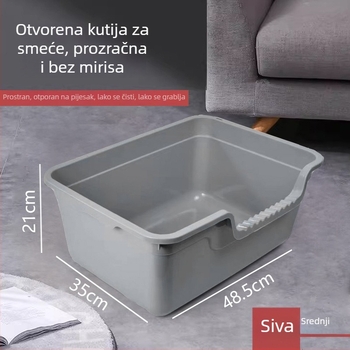 Ogromna otvorena kutija za mačke s zaštitom od prskanja
