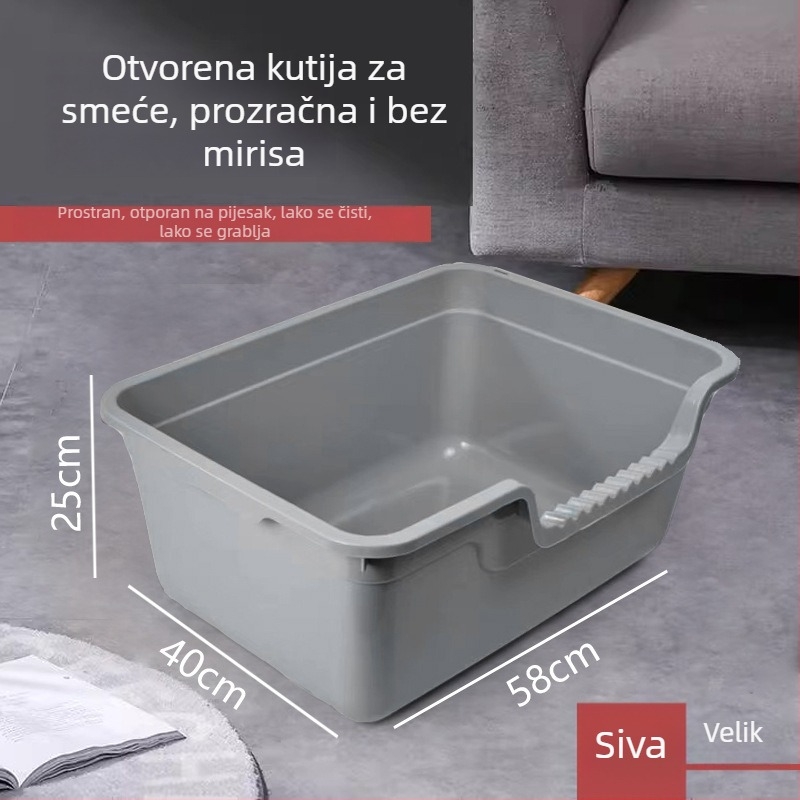 Ogromna otvorena kutija za mačke s zaštitom od prskanja