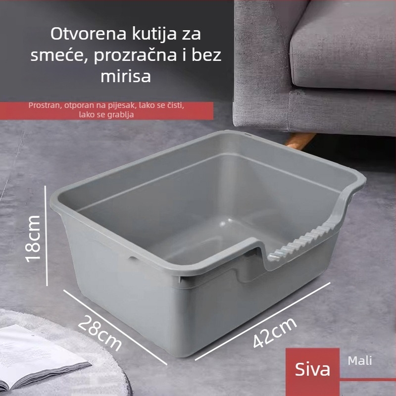 Ogromna otvorena kutija za mačke s zaštitom od prskanja