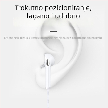 K101 in-ear žičane slušalice s 3.5 mm utorom, visokokvalitetan bas i smanjenje buke, s mikrofonom, kompatibilne s Apple i OPPO