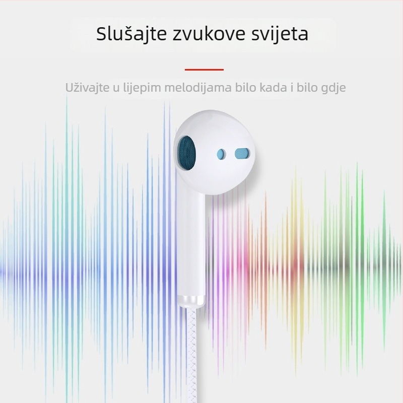 K101 in-ear žičane slušalice s 3.5 mm utorom, visokokvalitetan bas i smanjenje buke, s mikrofonom, kompatibilne s Apple i OPPO