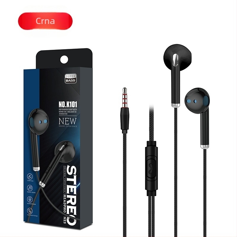 K101 in-ear žičane slušalice s 3.5 mm utorom, visokokvalitetan bas i smanjenje buke, s mikrofonom, kompatibilne s Apple i OPPO
