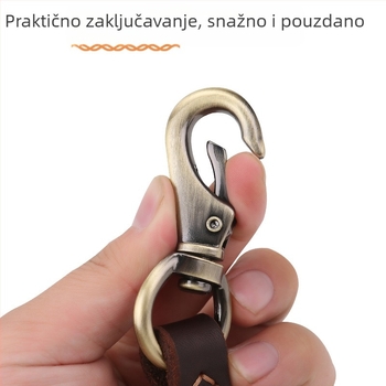 Kožni kaiš za pse s kožnim ovratnikom od teleće kože za srednje i velike pse