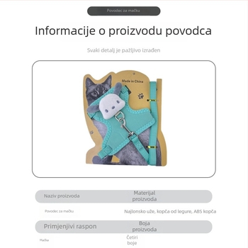 Mačji kaiš i harnas s povlačnim mehanizmom, karikaturalni dizajn, za mačke i mačiće