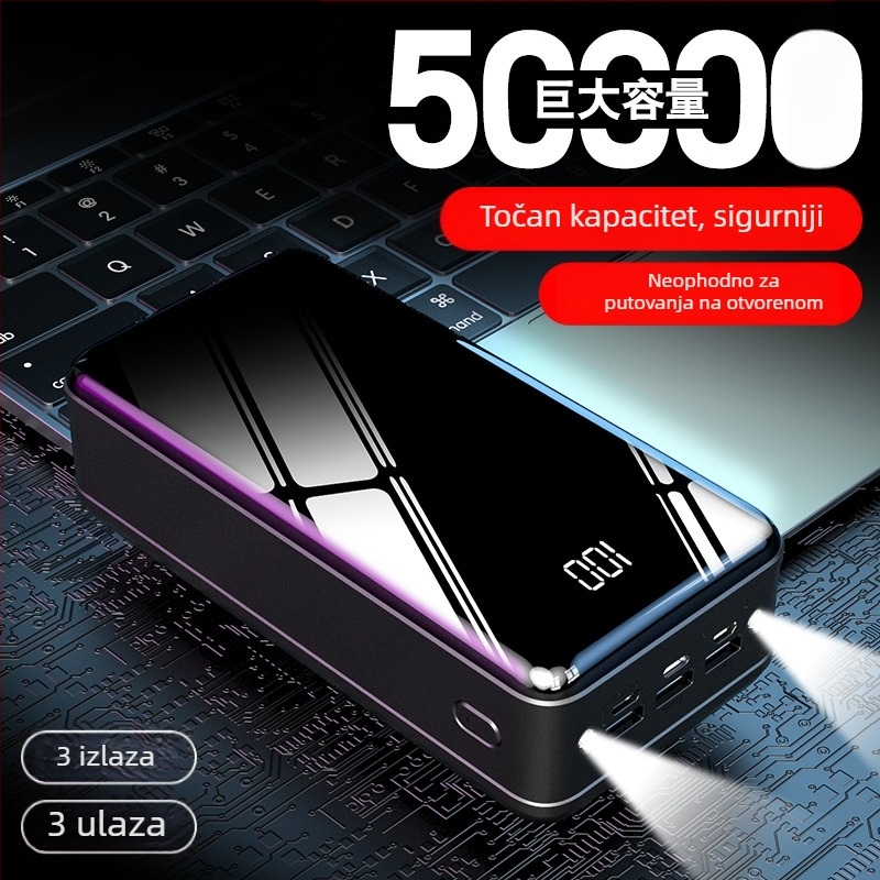 Vanjska power banka 50000mAh s višestrukim USB izlazima, velika kapaciteta, prilagodljiva
