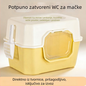 Velika potpuno zatvorena kutija za mačji WC s kontrolom mirisa i zaštitom od prskanja, za kućnu uporabu