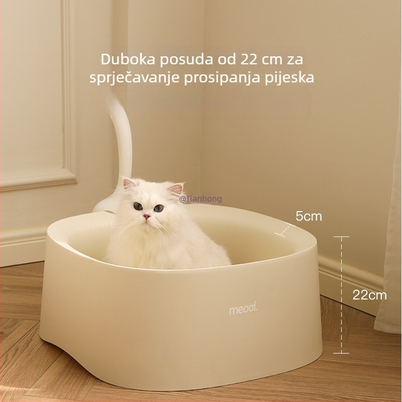 Miwa potpuno otvorena kutija za mačji pijesak, protiv prskanja, PVC