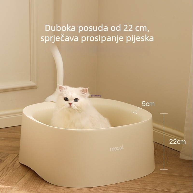 Miwa potpuno otvorena kutija za mačji pijesak, protiv prskanja, PVC