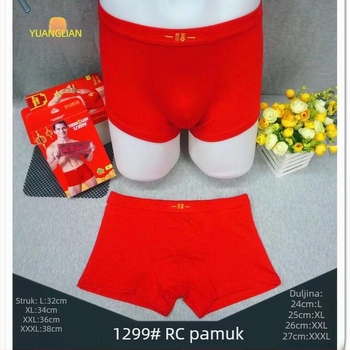 Muške pamucne bokserice u kutiji, crvene boje, jednobojne, za sezonu vjenčanja.