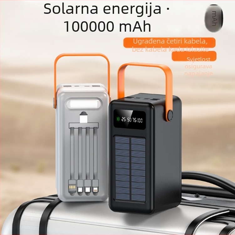 Prijenosna solarna banka za kampiranje, brzo punjenje, prilagodljiva, PD3.0, 22.5W, 10000mAh