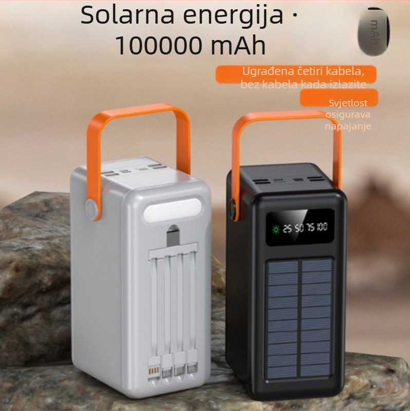 Prijenosna solarna banka za kampiranje, brzo punjenje, prilagodljiva, PD3.0, 22.5W, 10000mAh