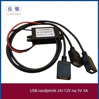 DC-DC auto pretvarač 12–24V na 5V, tri USB porta, IP67 vodootporan za dash cam