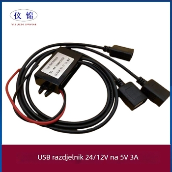 DC-DC auto pretvarač 12–24V na 5V, tri USB porta, IP67 vodootporan za dash cam