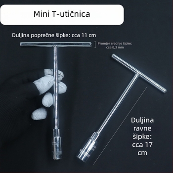 Mini T-oblik ključ s nastavkom, prijenosni, kratka vanjska šesterokutna glava, mali alat za kućne popravke