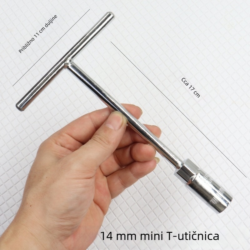 Mini T-oblik ključ s nastavkom, prijenosni, kratka vanjska šesterokutna glava, mali alat za kućne popravke