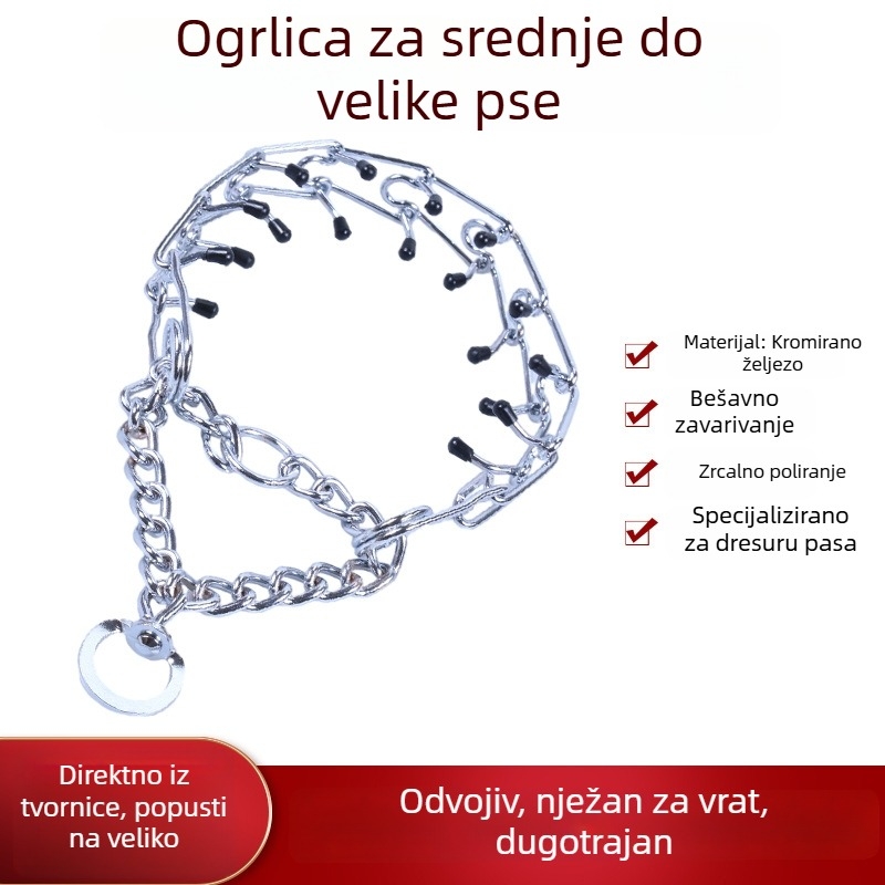 Ovratnik za velike pse, odvojiv i periv, otporan na kidanje, namijenjen treningu, stimulacijski lanac za vježbanje