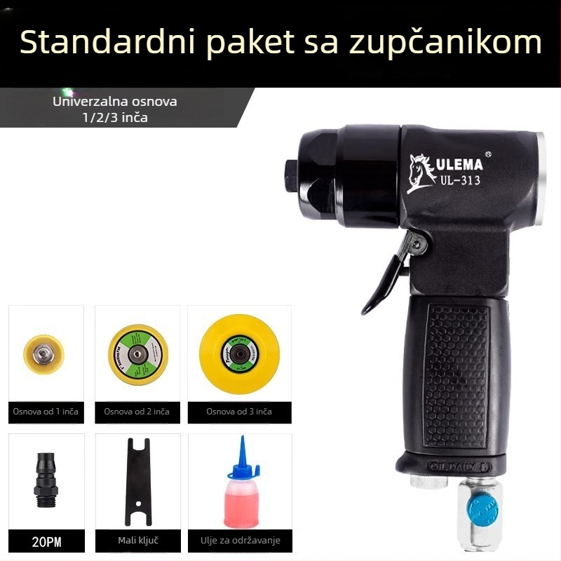 ULEMA pneumatska brusilica za poliranje s glavama od 1, 2 i 3 inča za poliranje automobila i suho brušenje, zrakom s 90° kutem