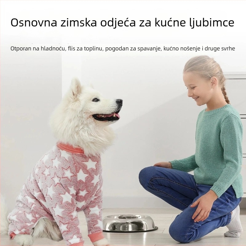 Pidžame za pse od flanelnog materijala s dvostrukim uzorkom zvijezda – mekane i udobne