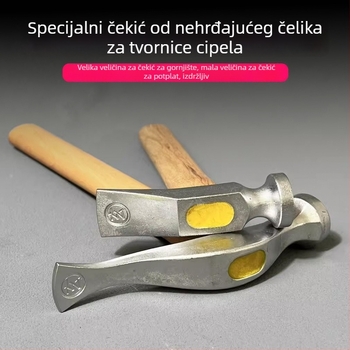 Nehrđajući čelični čekić za kožarsku obradu s drvenom drškom, za obradu rubova i izradu cipela