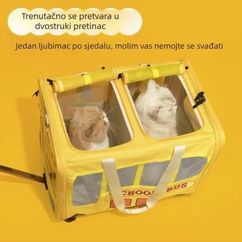 Torba za kućne ljubimce za putovanje s kotačićima, platna, uzorak životinja, velika zapremina, više opcija nošenja (ruka, preko ramena, crossbody)