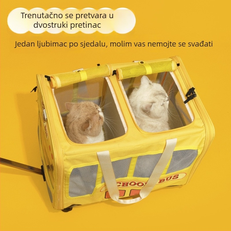 Torba za kućne ljubimce za putovanje s kotačićima, platna, uzorak životinja, velika zapremina, više opcija nošenja (ruka, preko ramena, crossbody)