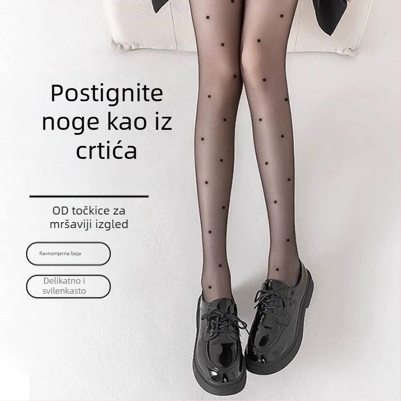 Američkog stila točkaste čarape, prozirne crne i bijele, Lolita sladak JK stil