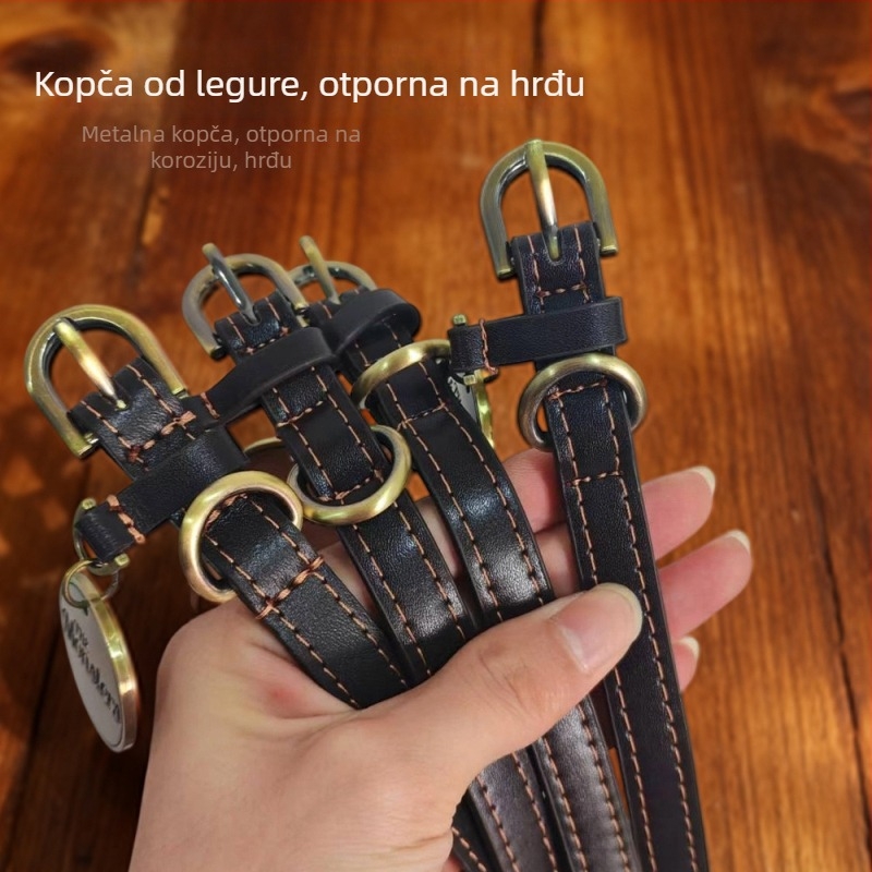 Novi PU kožni kaiš za kućne ljubimce s graviranim oznakom od legure, udoban materijal, bez stezanja, za male i srednje pse.