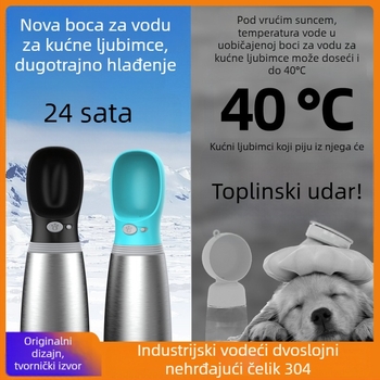 Posuda za vodu za pse za putovanja, dvostrukog zida od 304 nehrđajućeg čelika