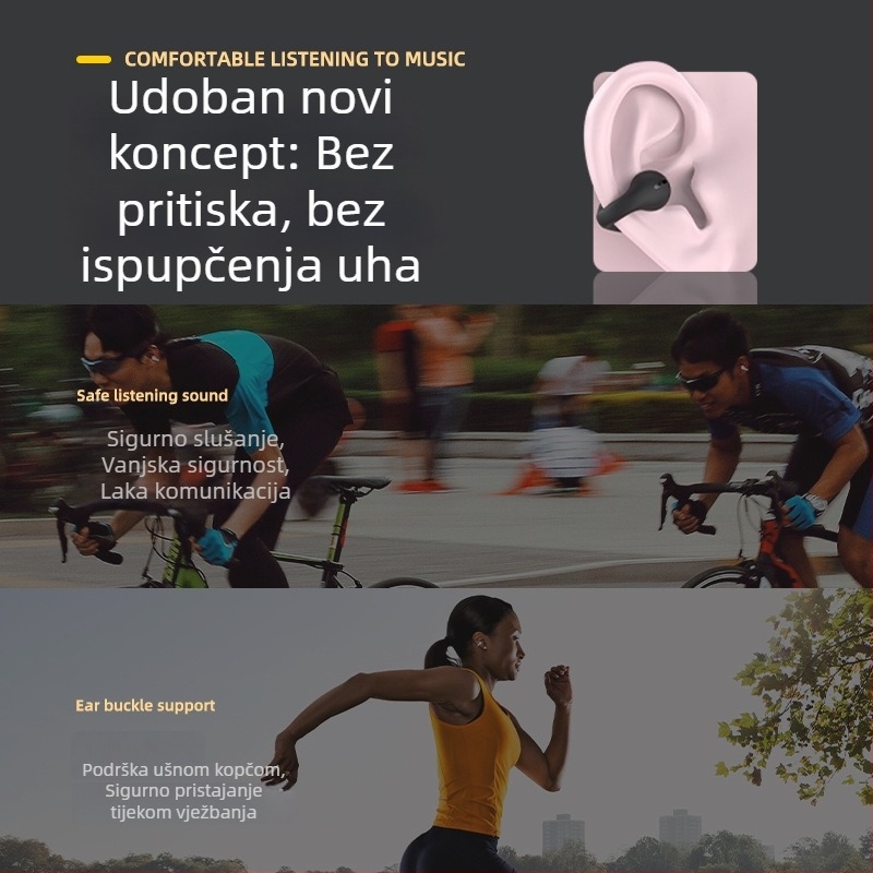 JX80 bežične slušalice s kostnom kondukcijom, bilateralni stereo, udobno nošenje bez boli, visokokvalitetan zvuk, privatni model