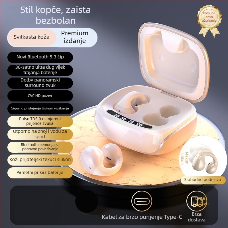 JX80 bežične slušalice s kostnom kondukcijom, bilateralni stereo, udobno nošenje bez boli, visokokvalitetan zvuk, privatni model
