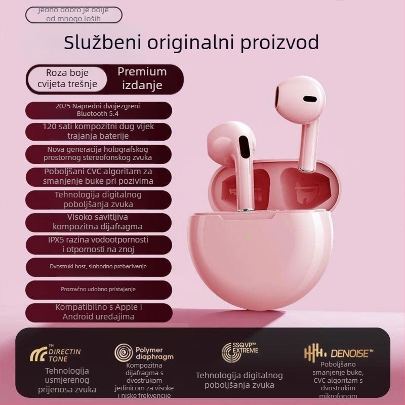 Berlin Sound J6 Bežične Bluetooth slušalice, polu-in-ear dizajn, visokokvalitetan zvuk, izdržljiva baterija, kompatibilne za obje uši