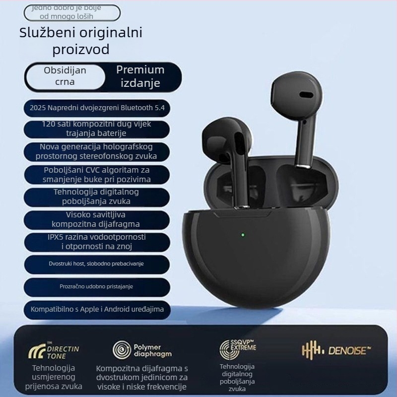 Berlin Sound J6 Bežične Bluetooth slušalice, polu-in-ear dizajn, visokokvalitetan zvuk, izdržljiva baterija, kompatibilne za obje uši