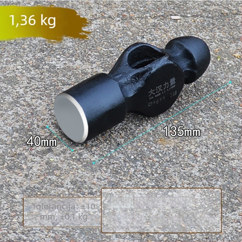 Set glava čekića: gruba okrugla glava, glava s bradavicom, 1,5 lb željezna glava čekića, 2 lb glava čekića bez drške