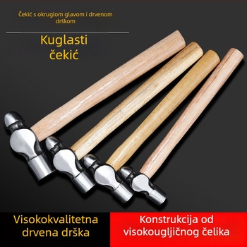 Jiangtuo Čekić s drvenom drškom i okruglom glavom, glava od visokougljičnog čelika, otporan na udarce, za kućnu upotrebu, 0.5P