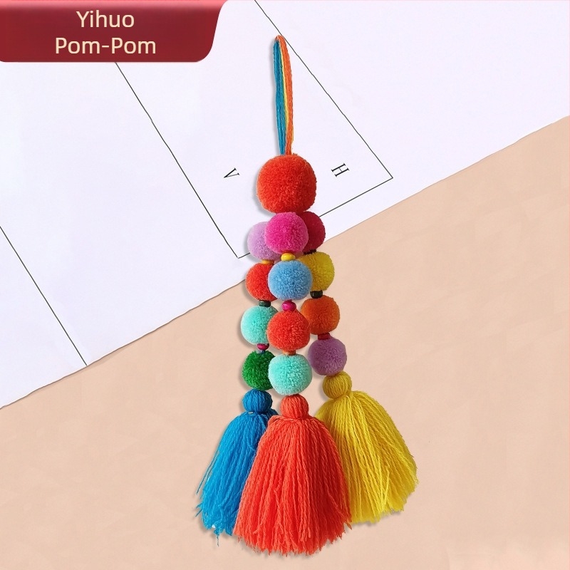11 cm viseći tassel s debelim resama i pahuljastim pomponom, razne boje, ukras za knjigu